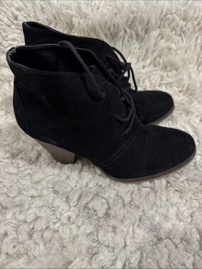 MIA Black Suede Lace-Up Ankle Boots